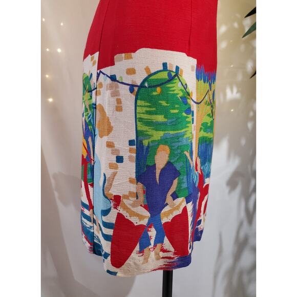 CDC Petites Vtg 90s Salsa Dancing Scene Square Neck Sheath Dress Size 4 Music - Picture 7 of 10